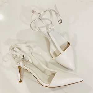 Zara pointed toe white heels